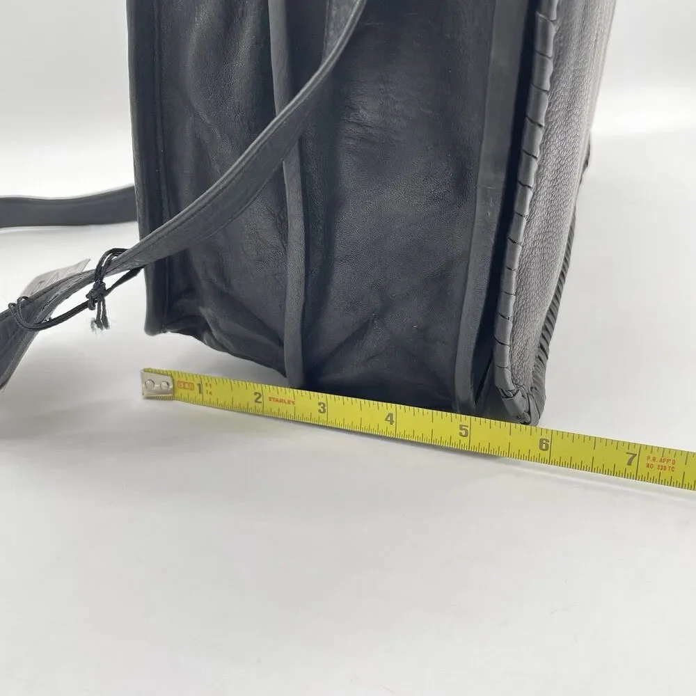B-Bags Barganza Leather Messenger Bag Black Briefcase 8737W NWT 13x9.5x5